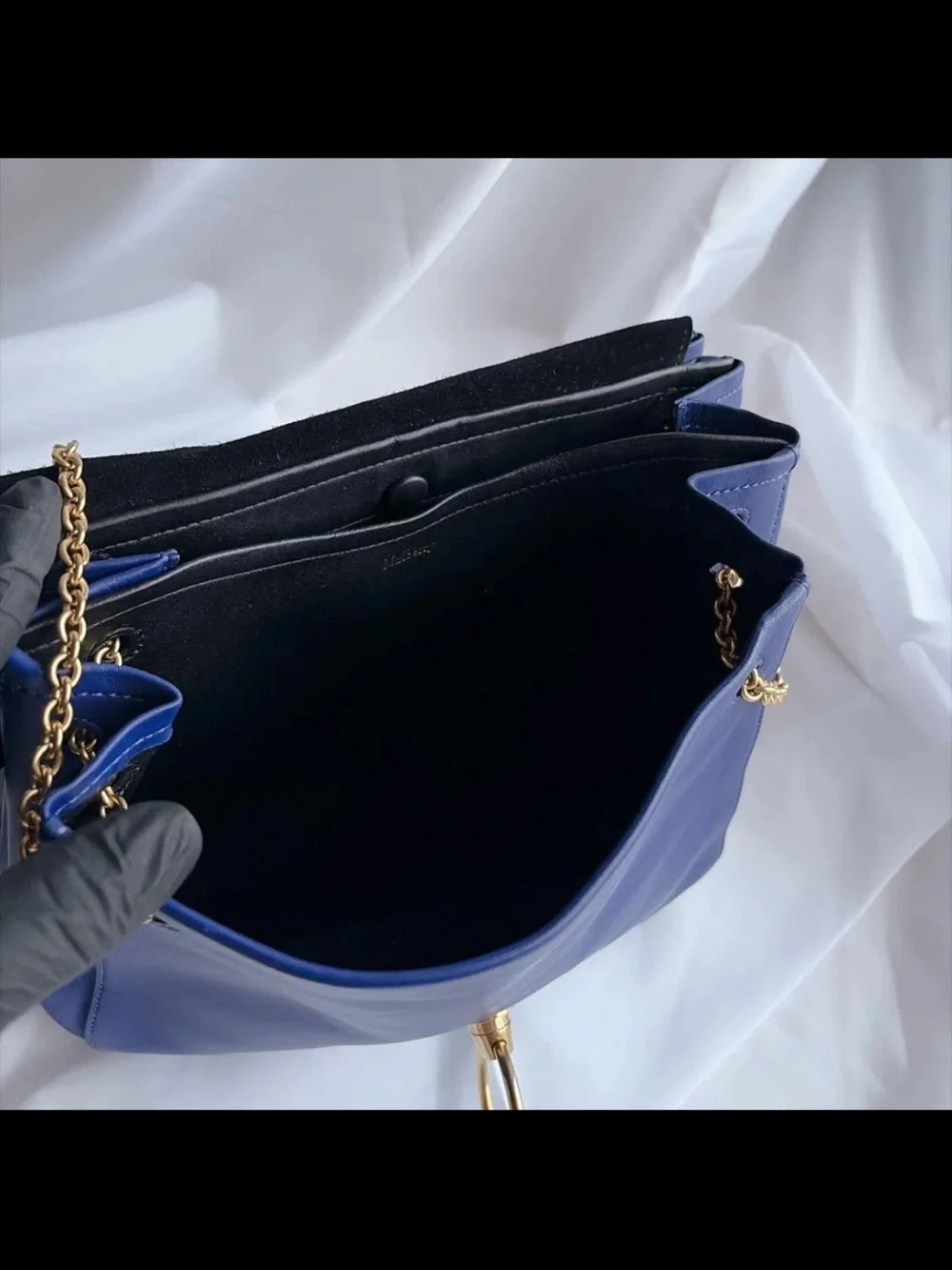 Mulberry Cobalt Blue Leather Shoulder Bag with Gold Hardware
